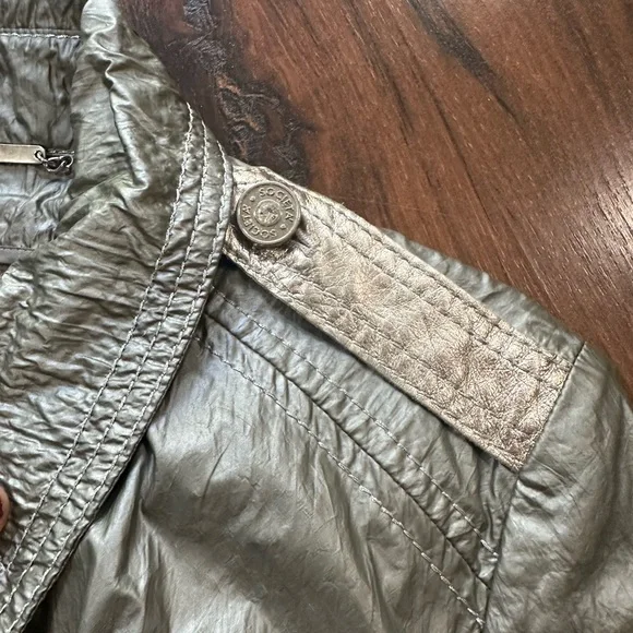 Societa Rare Vintage Women’s Metallic Coat with Leather Garn. Size 38, Italy Y2K - Picture 14 of 14